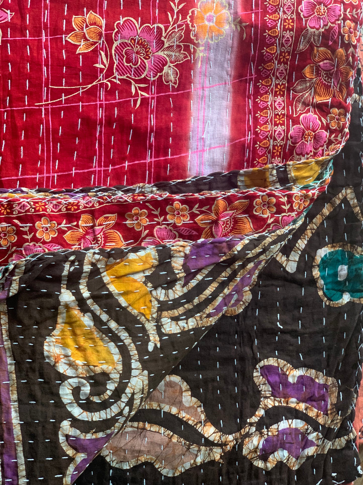 Reversable Vintage Sari Throw | 104