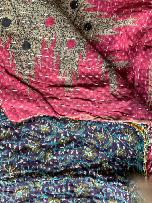 Reversable Vintage Sari Throw | 117